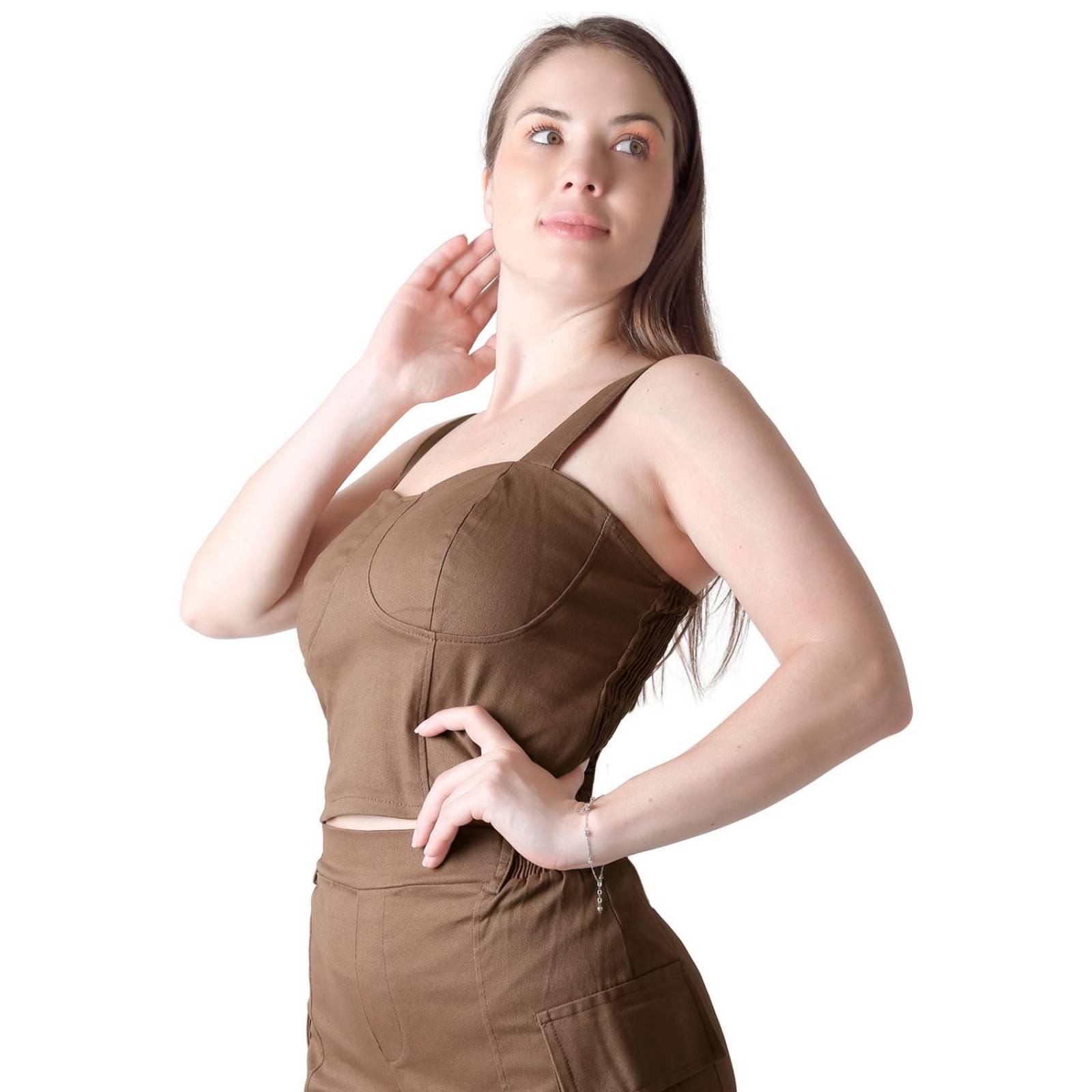 Conjunto 2 Piezas Blusa Y Short Mujer Casual Beige Stfashion 52405010 