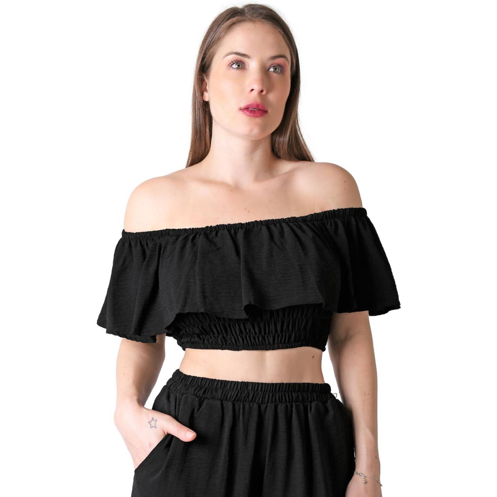 Conjunto 2 Piezas Blusa Y Pantalón Mujer Casual Negro Stfashion 52405005 