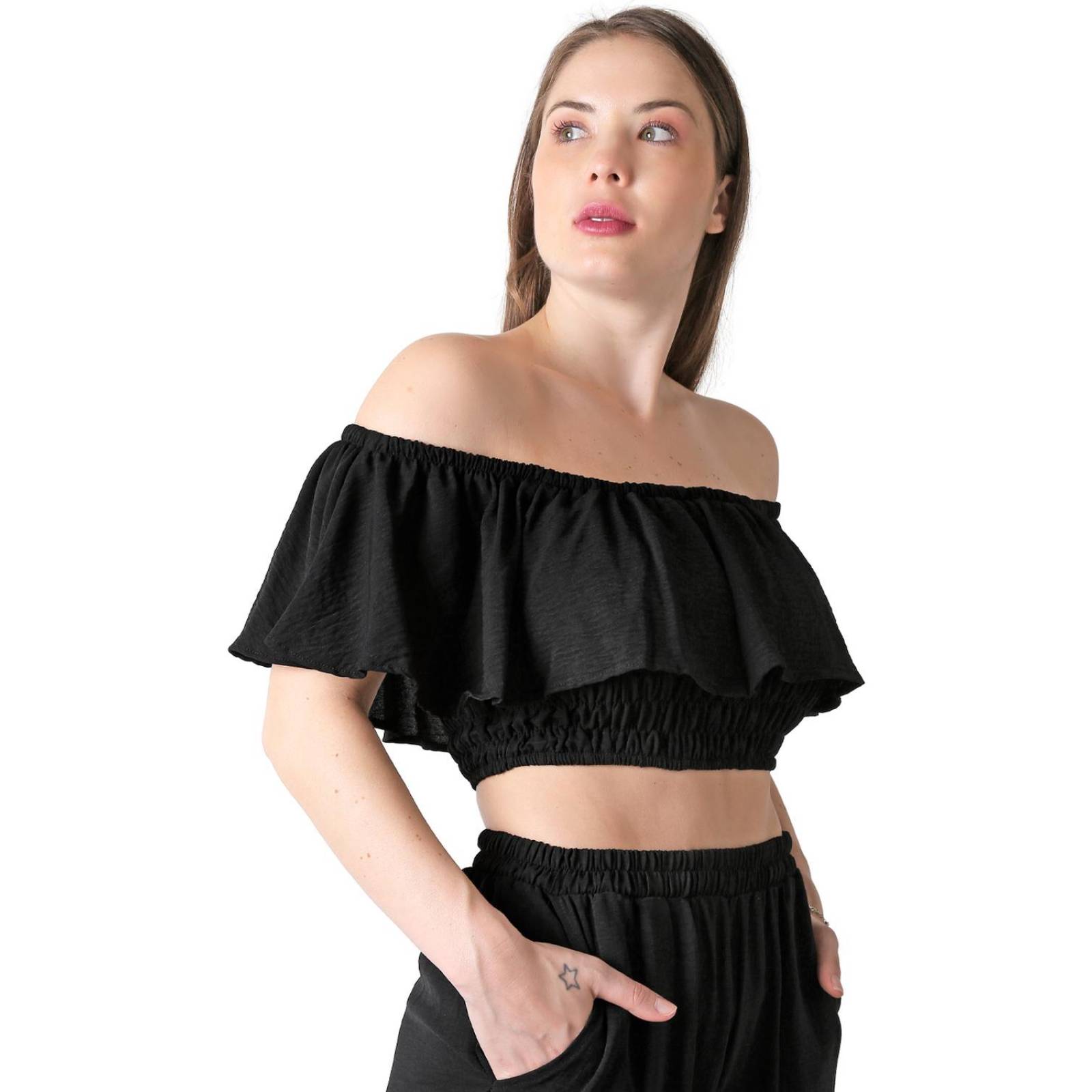 Conjunto 2 Piezas Blusa Y Pantalón Mujer Casual Negro Stfashion 52405005 