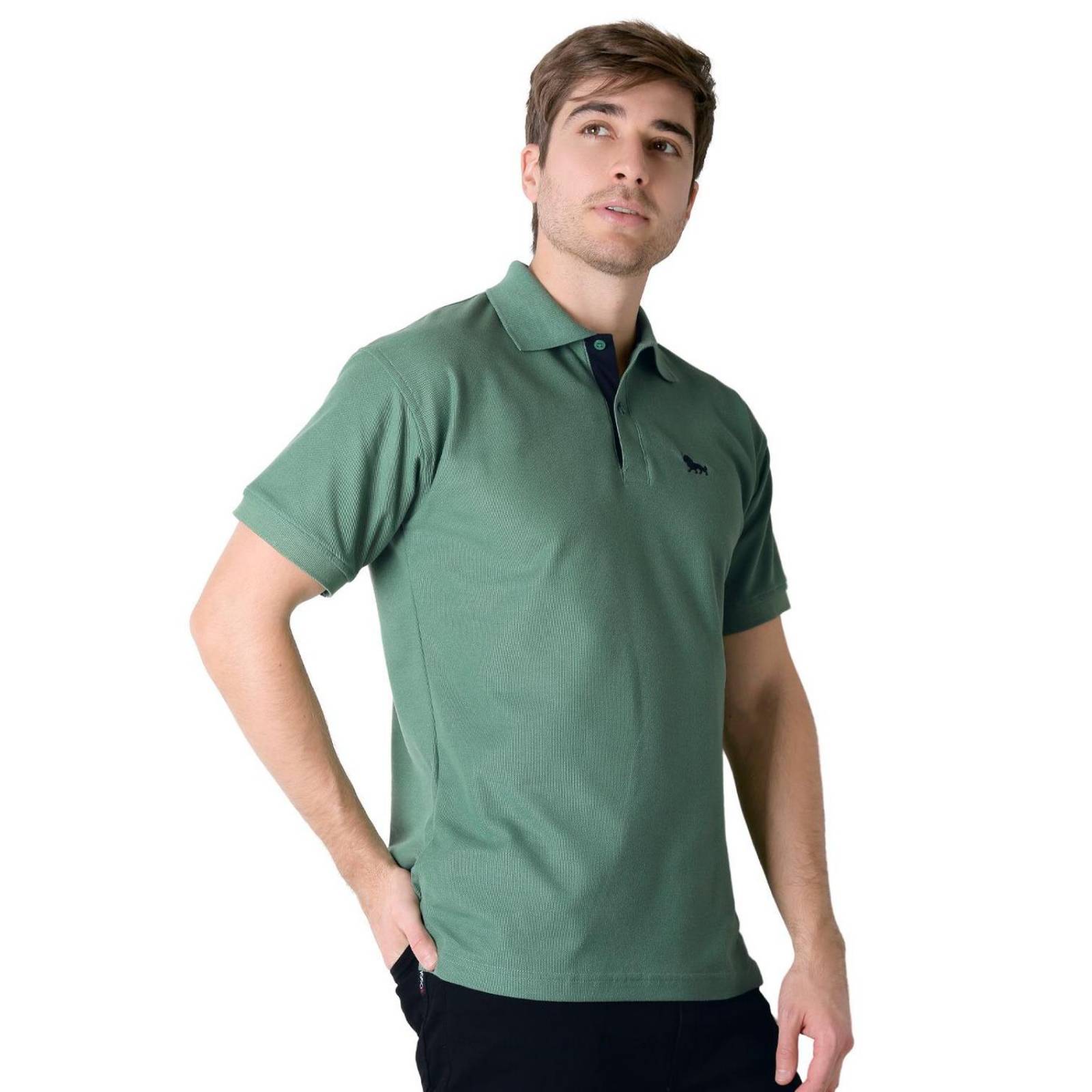Playera Hombre Basico Polo Verde Stfashion 52605021 