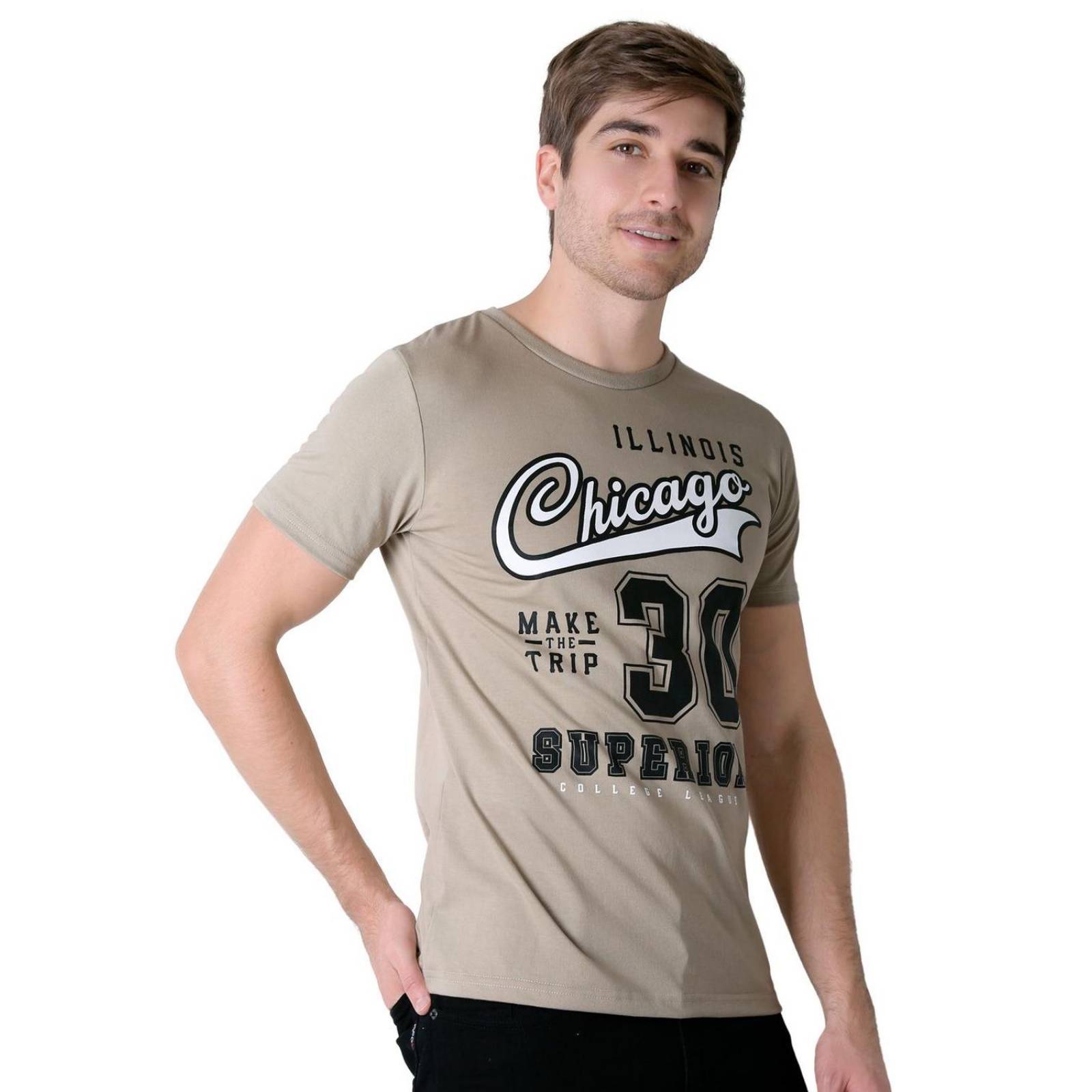 Playera Hombre Moda Camiseta Beige Stfashion 53205008 