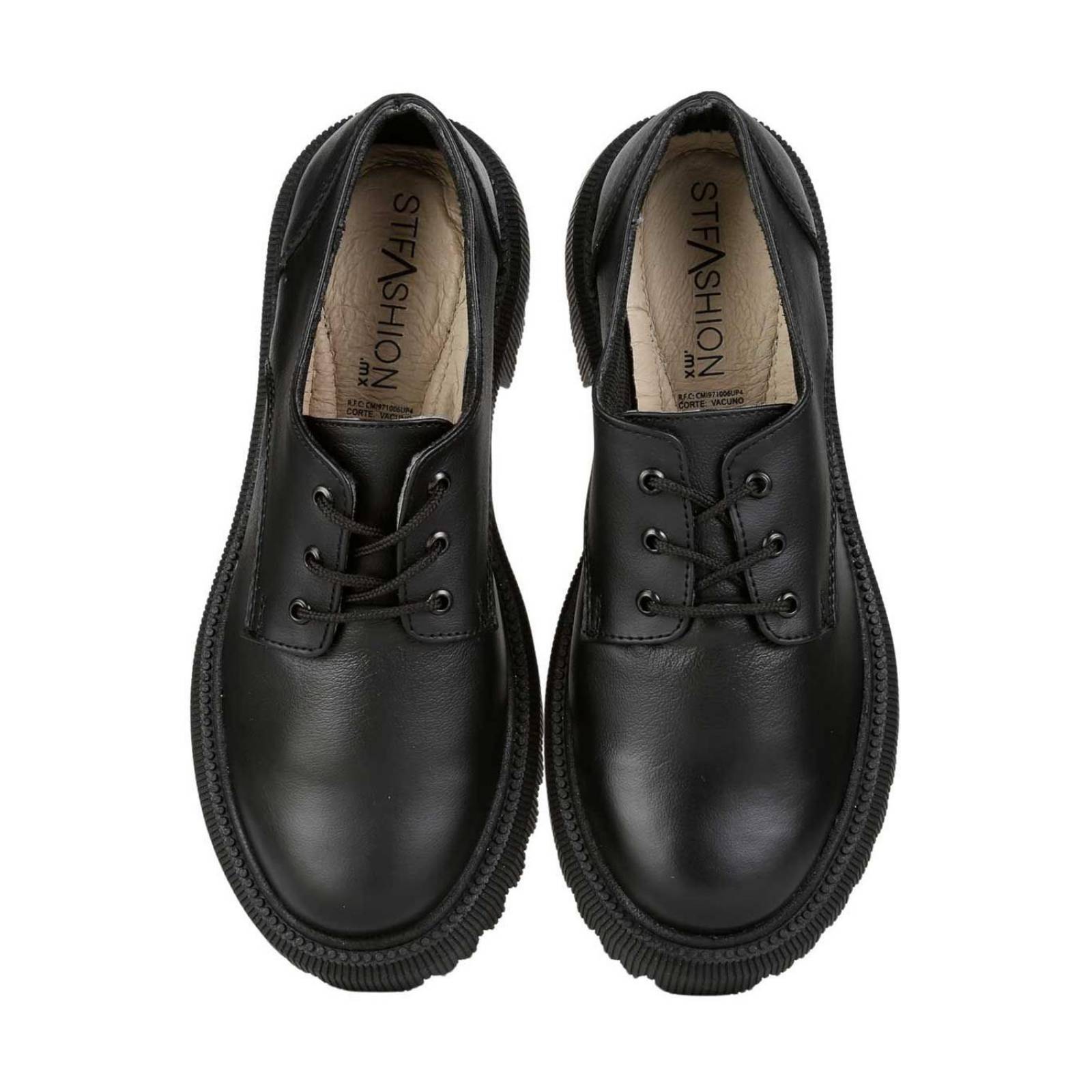 Zapato Mujer Oxford Vestir Negro Piel Stfashion 03004100 