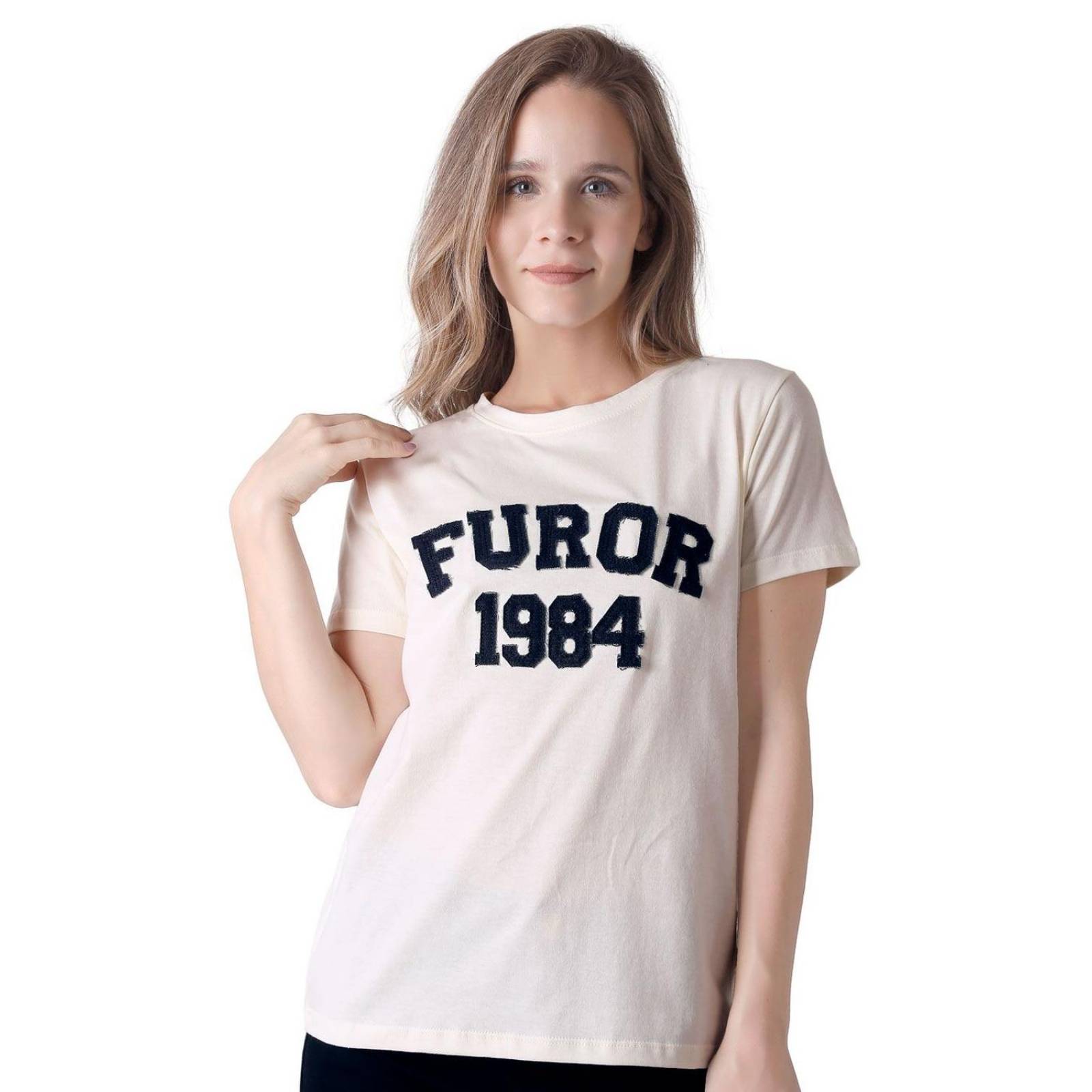 Playera Mujer Moda Camiseta Crema Furor 62107012 