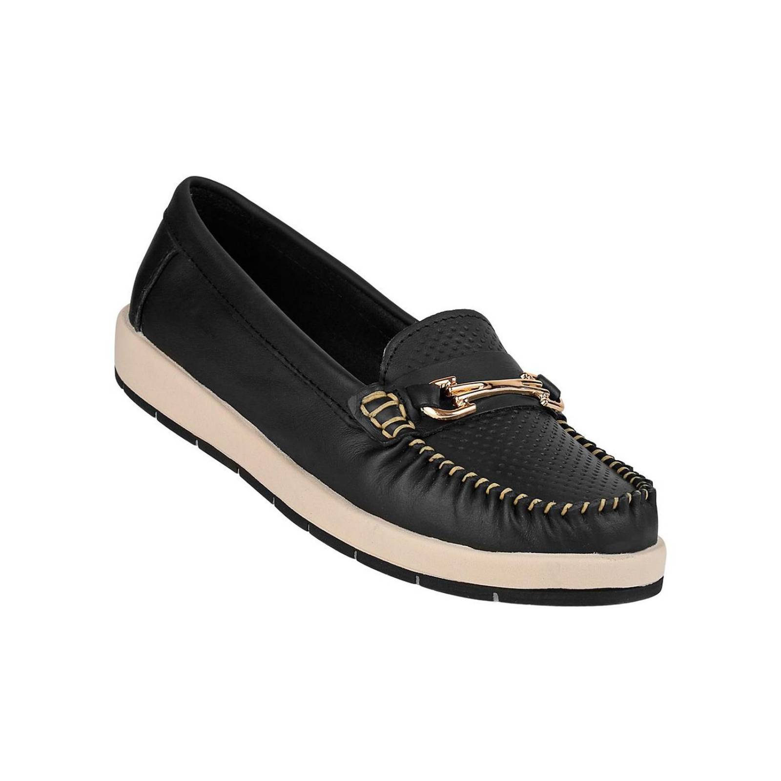 Zapato Mujer Mocasin Casual Negro Piel Stfashion 04804100 