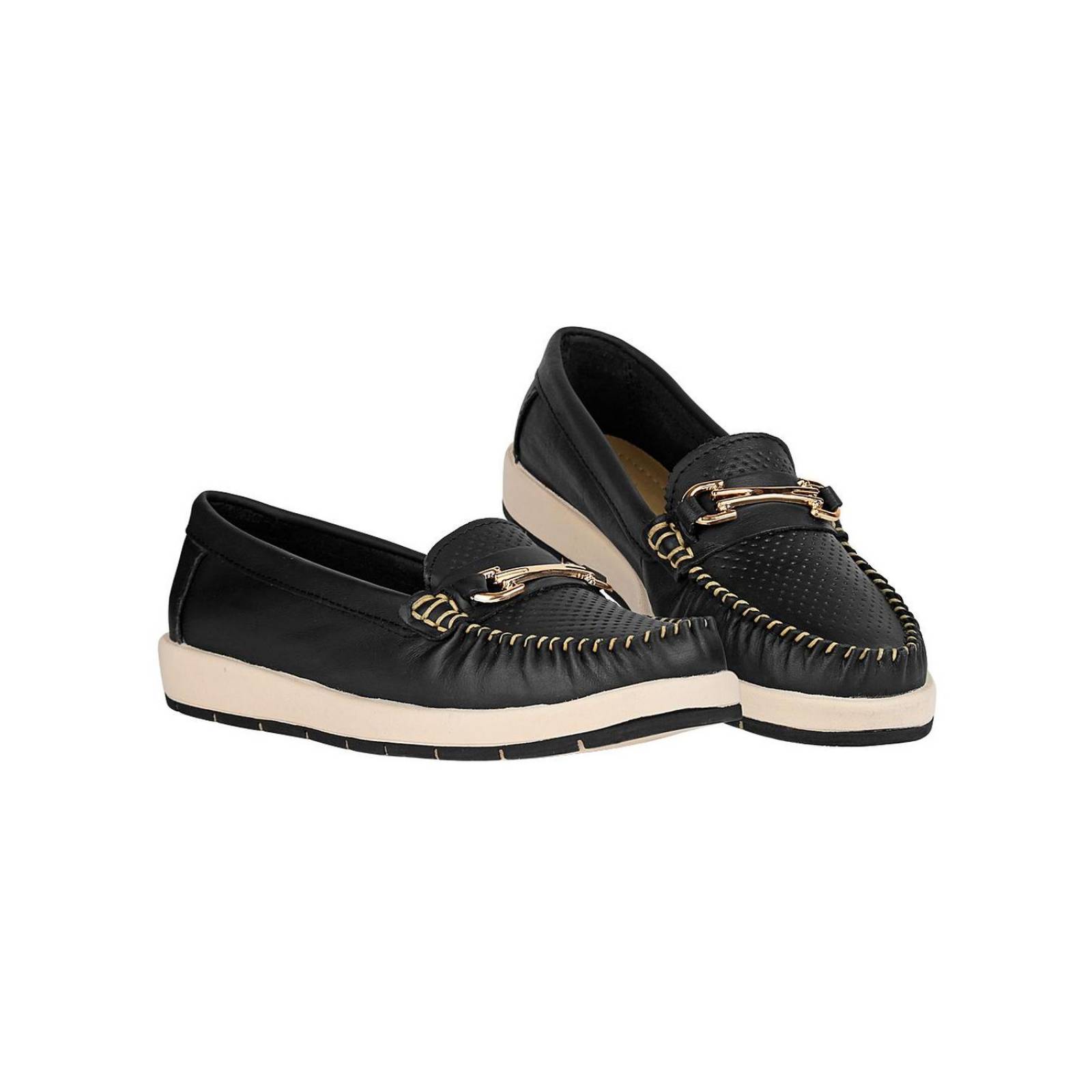 Zapato Mujer Mocasin Casual Negro Piel Stfashion 04804100 