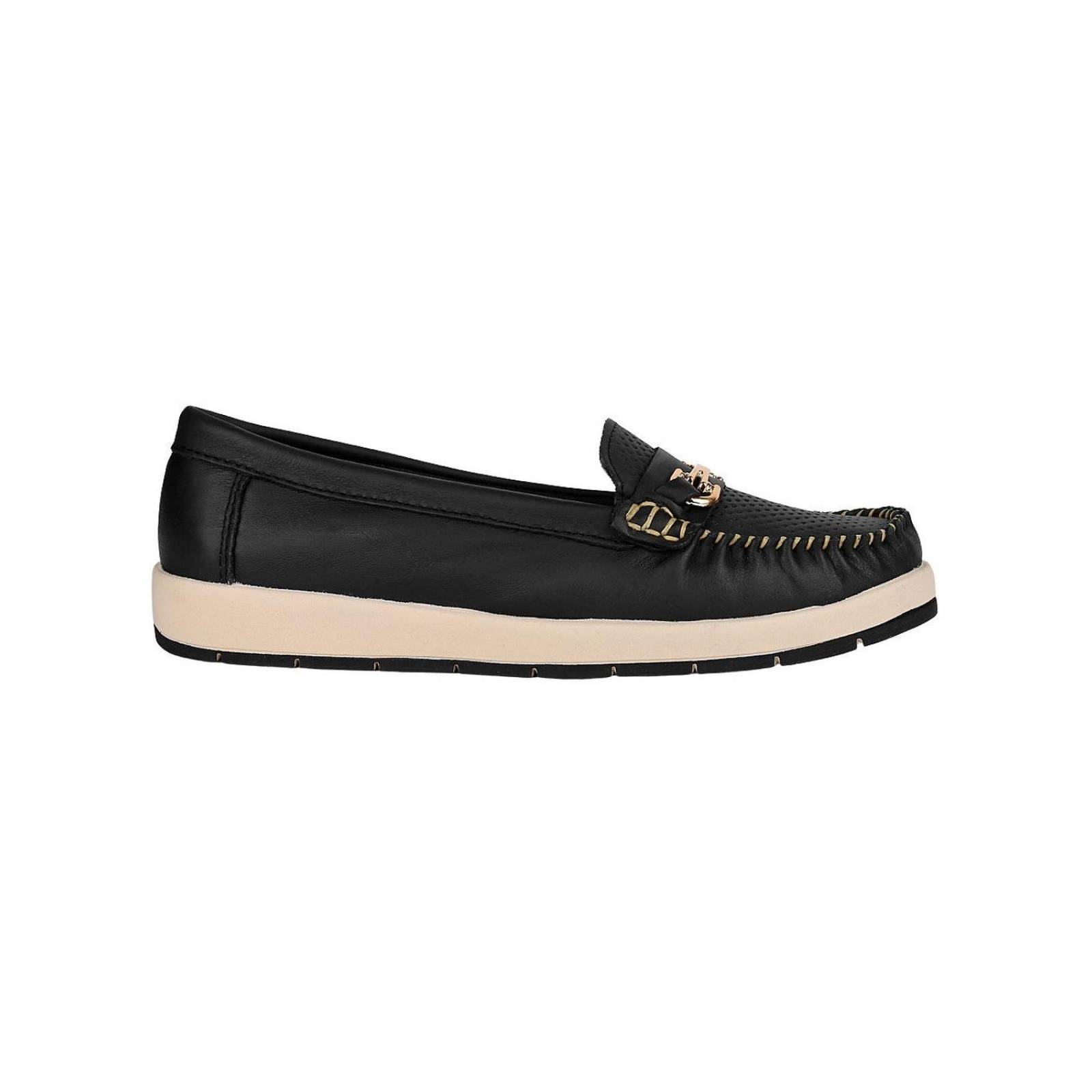 Zapato Mujer Mocasin Casual Negro Piel Stfashion 04804100 