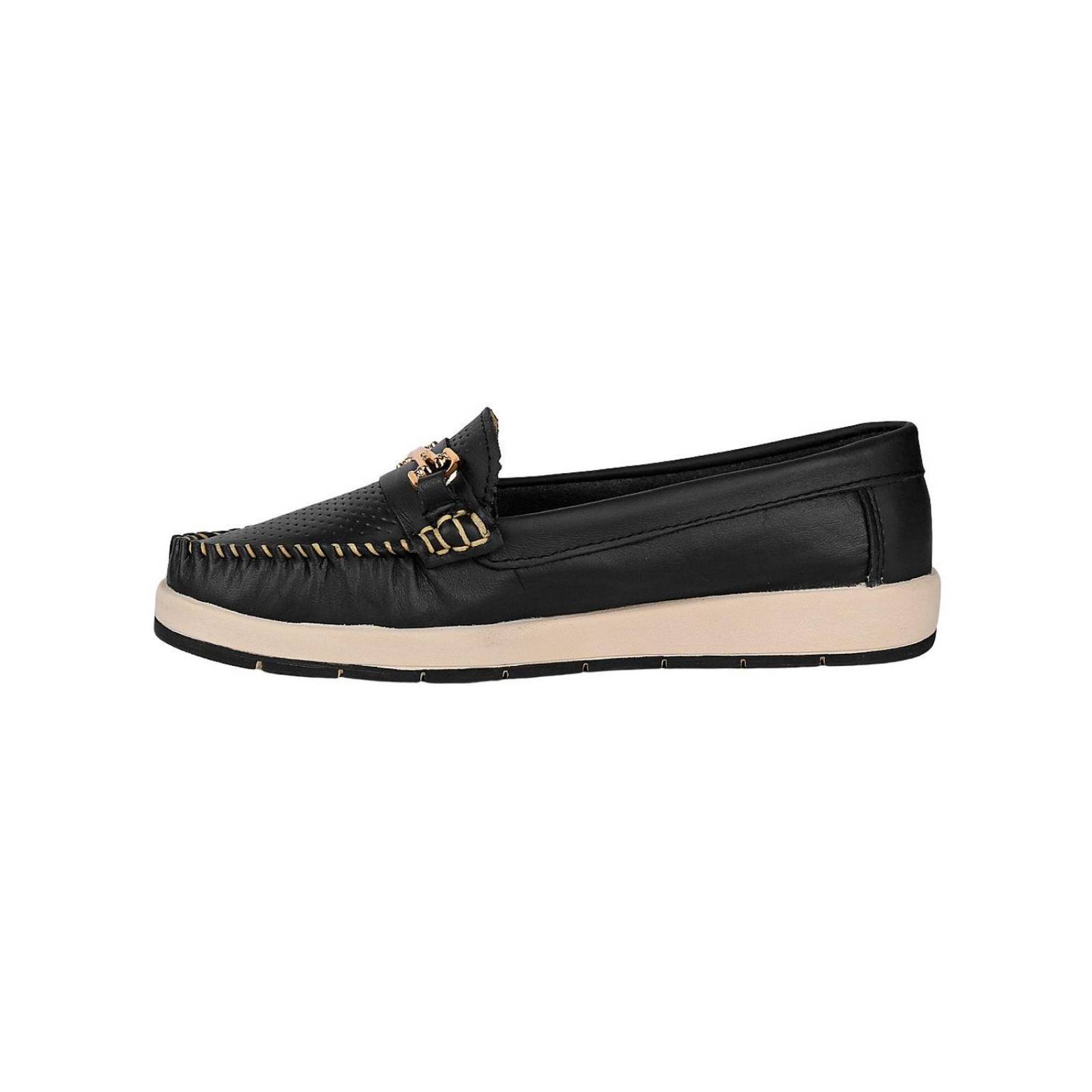 Zapato Mujer Mocasin Casual Negro Piel Stfashion 04804100 