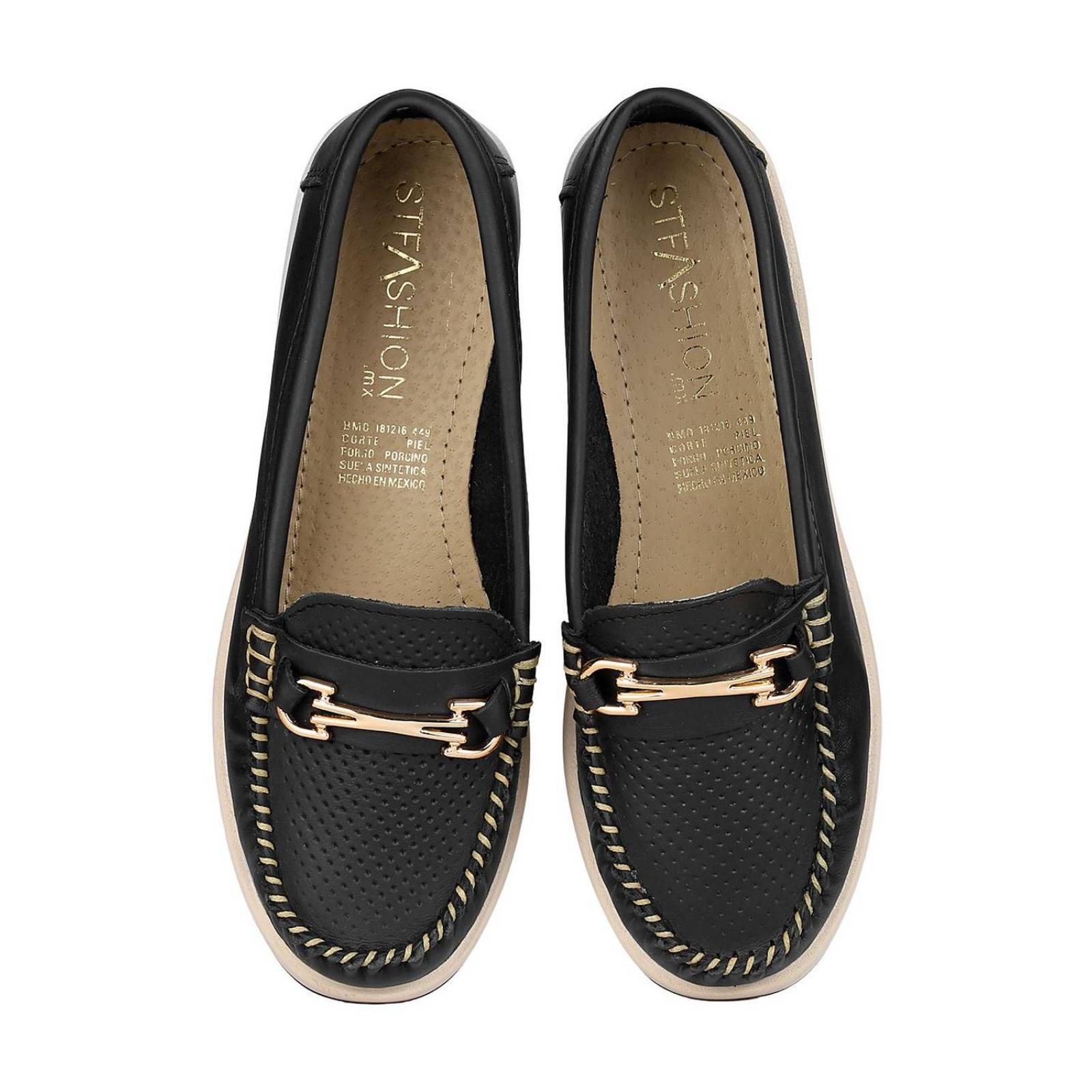 Zapato Mujer Mocasin Casual Negro Piel Stfashion 04804100 