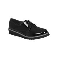 Zapato Cerrado Rojo Intenso Mujer Negro Tipo Charol 2933