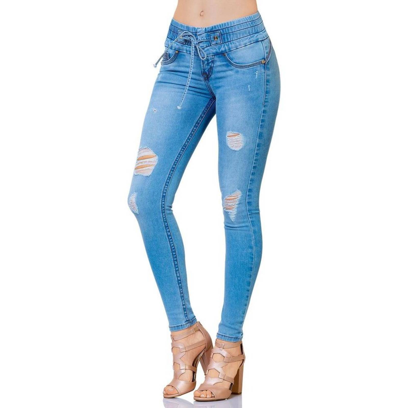 Jeans Moda Mujer Salvaje Tentación Bleach 71803110 Mezclilla Stretch 