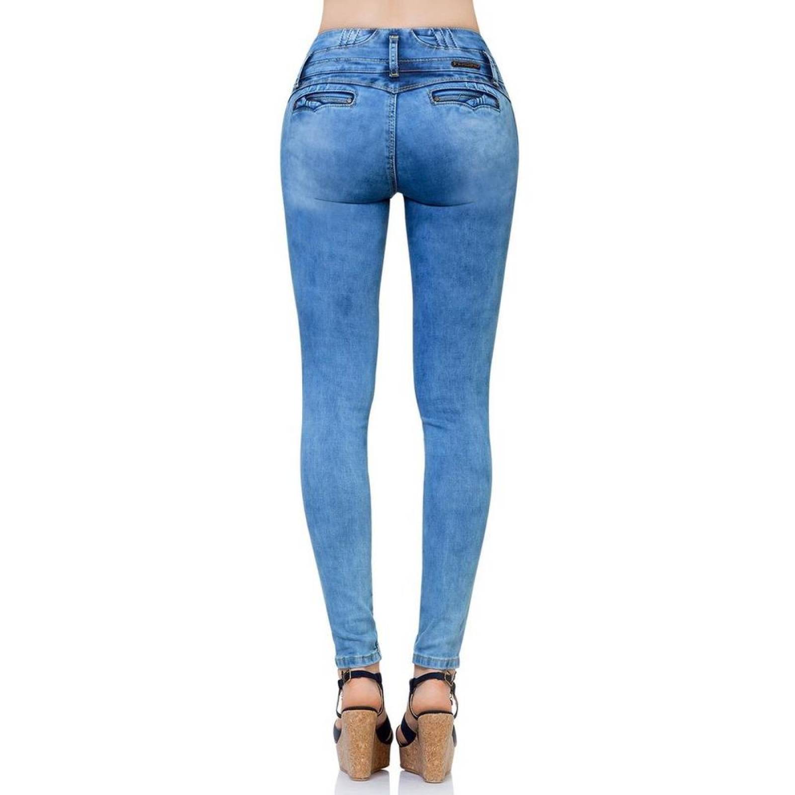 Jeans Fergino Jeans Mujer Stone Medio Mezclilla Stretch 