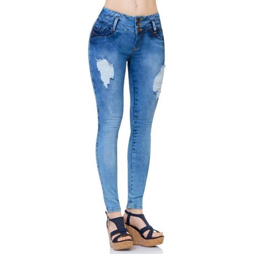 Jeans Fergino Jeans Mujer Stone Medio Mezclilla Stretch 