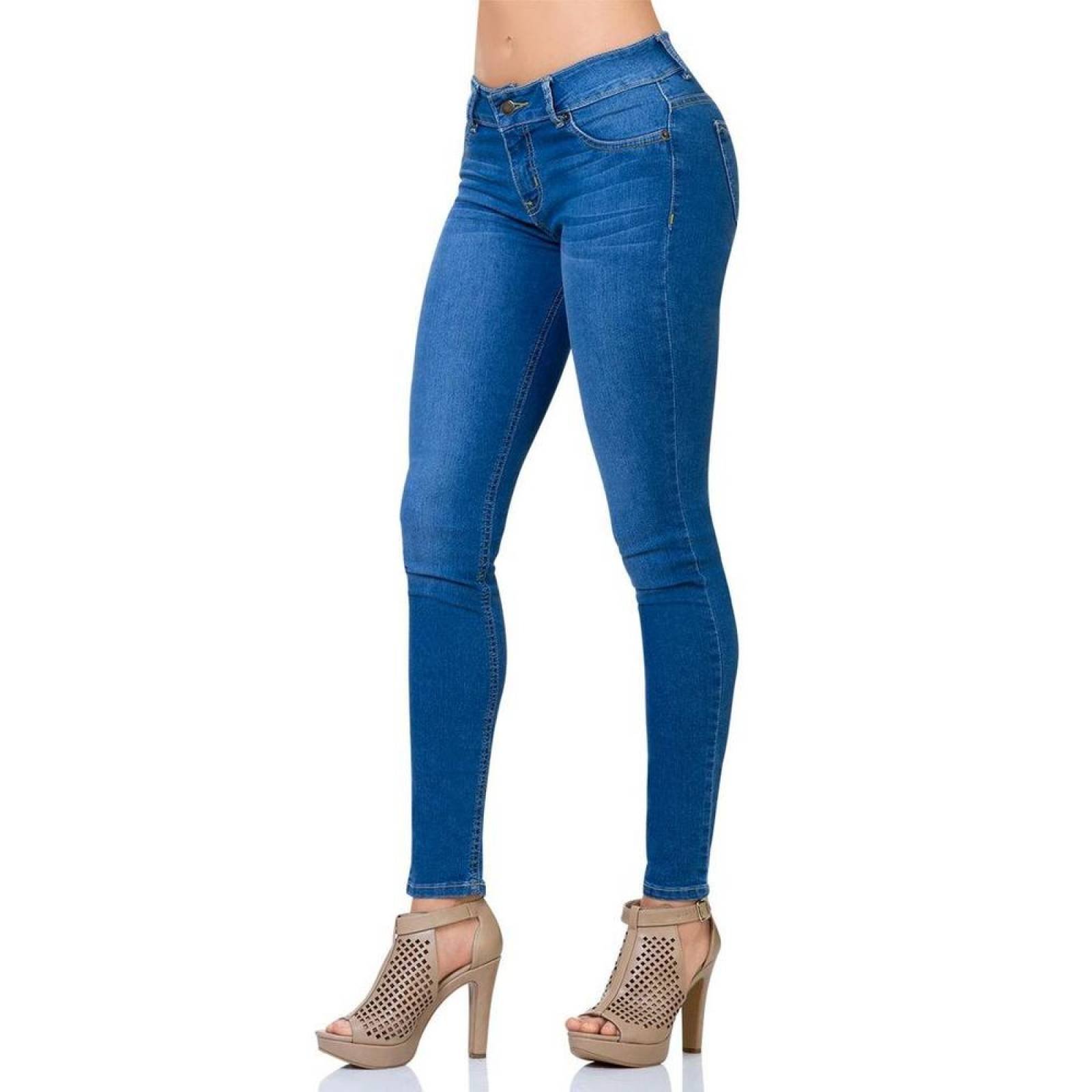 Jeans Básico Mujer Salvaje Tentación Bleach 63100131 Mezclilla Stretch 