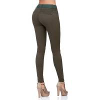 Pantalon Fergino Jeans Mujer Verde Gabardina Stretch Gaby