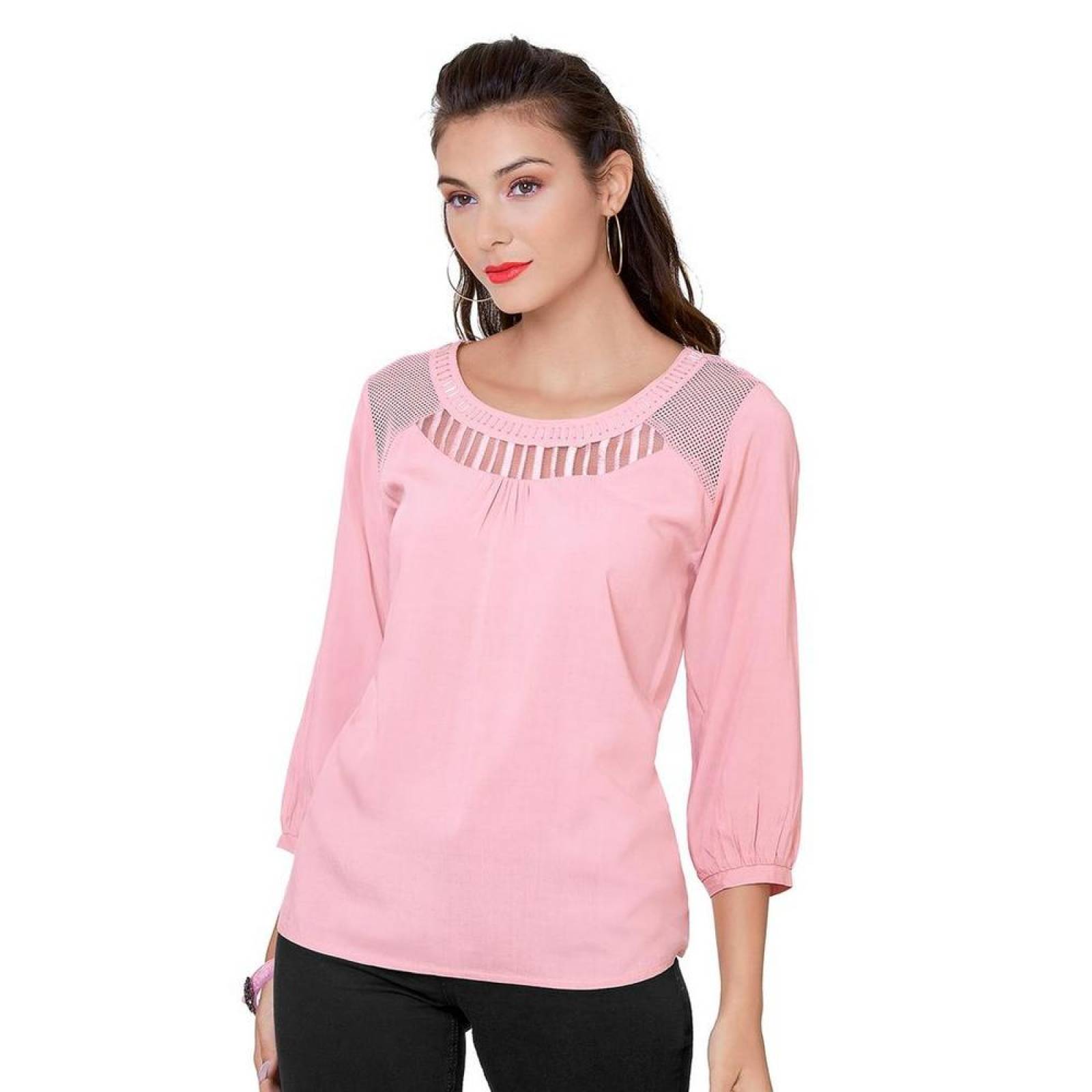 blusa color palo de rosa mujer