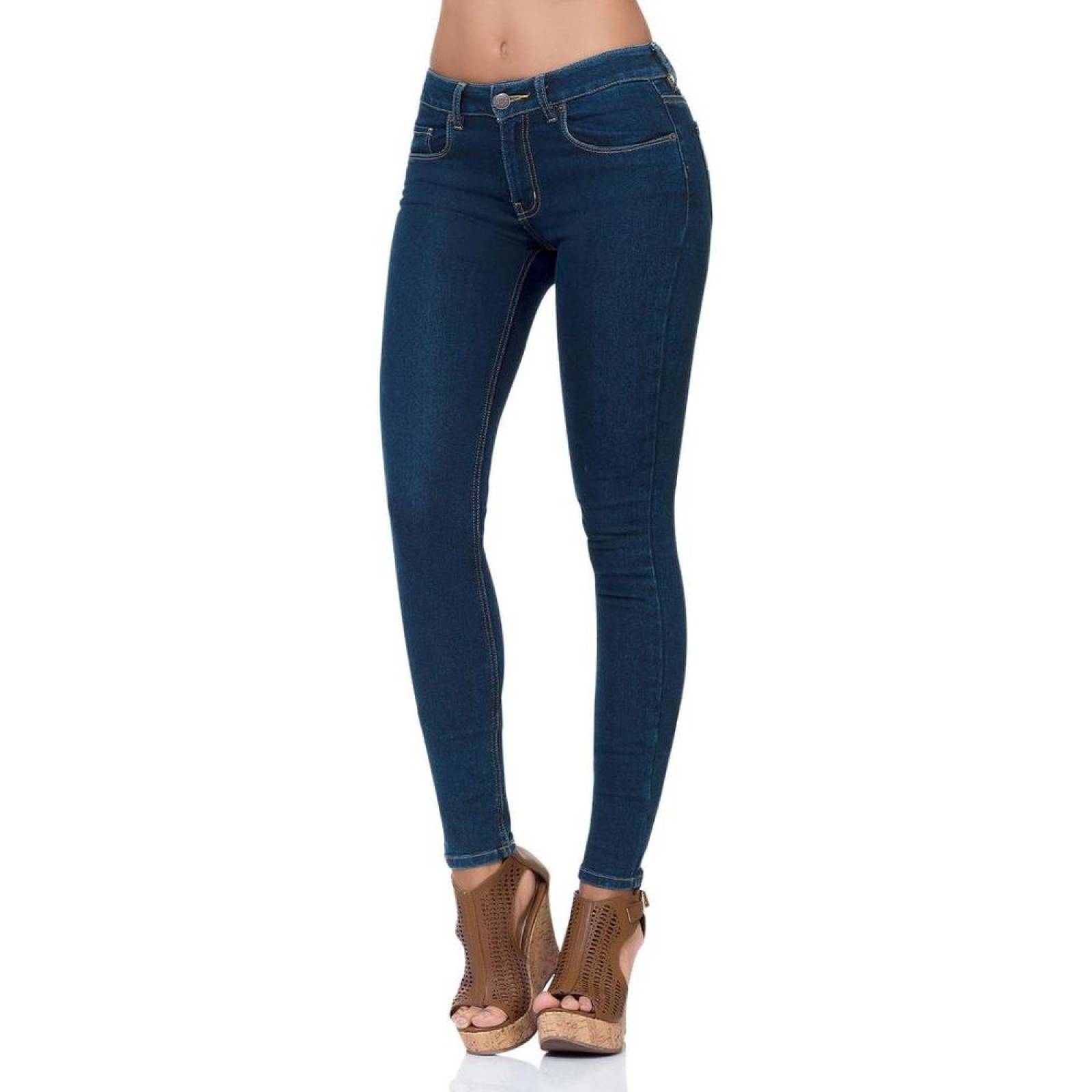 Jeans Básico Mujer Oggi Satin 59101926 Mezclilla Stretch 