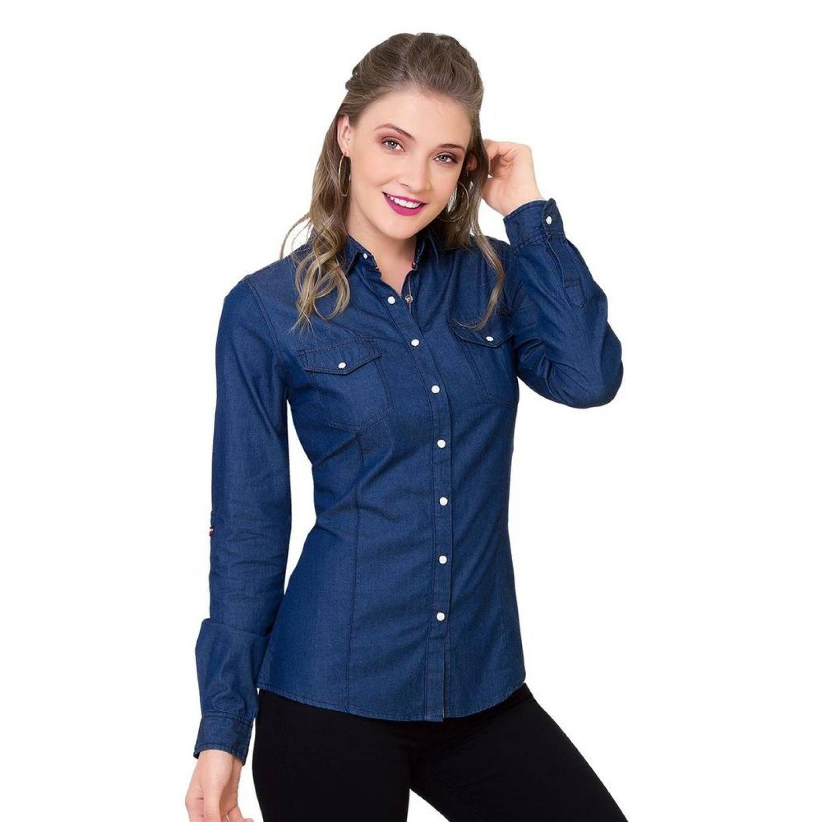 camisa azul mujer