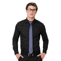 Camisa Vestir Gradus Hombre Negro Algodon Poliester 7005
