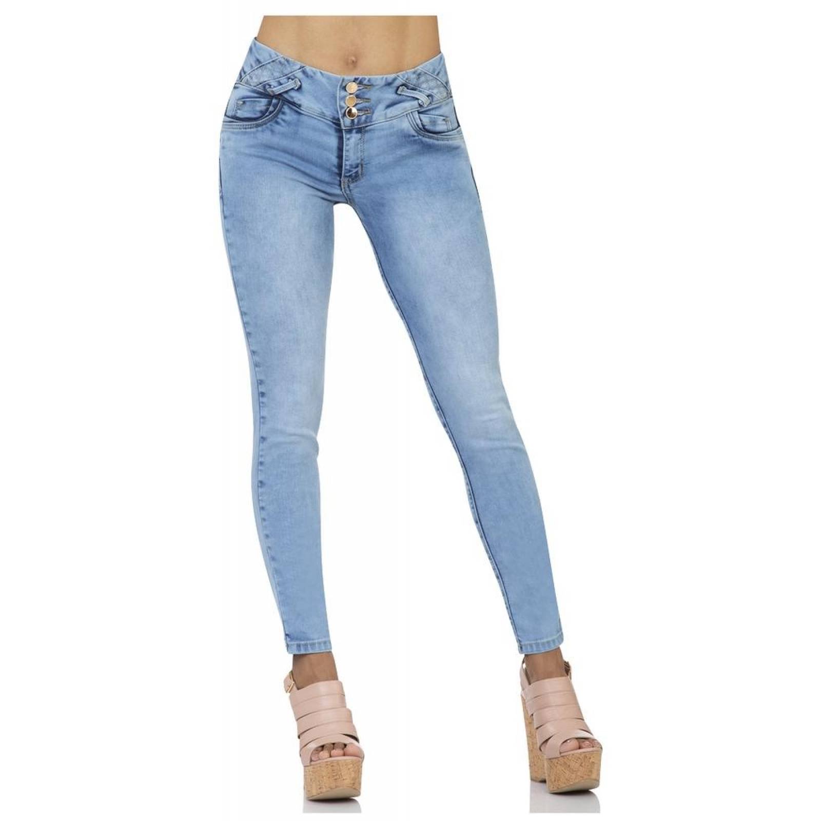 Jeans Moda Mujer Salvaje Tentación Bleach 63103203 Mezclilla Stretch 