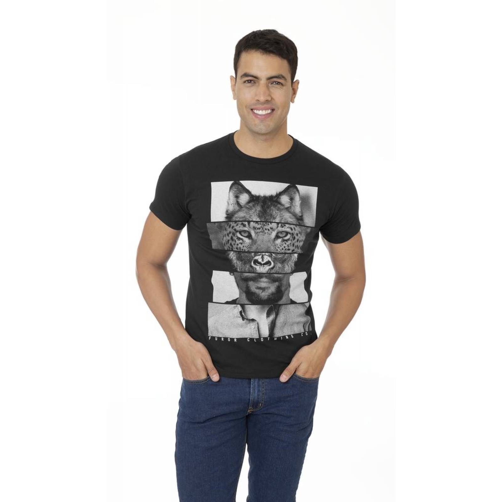 Playera Moda Hombre Furor Negro 62105235 Algodón 