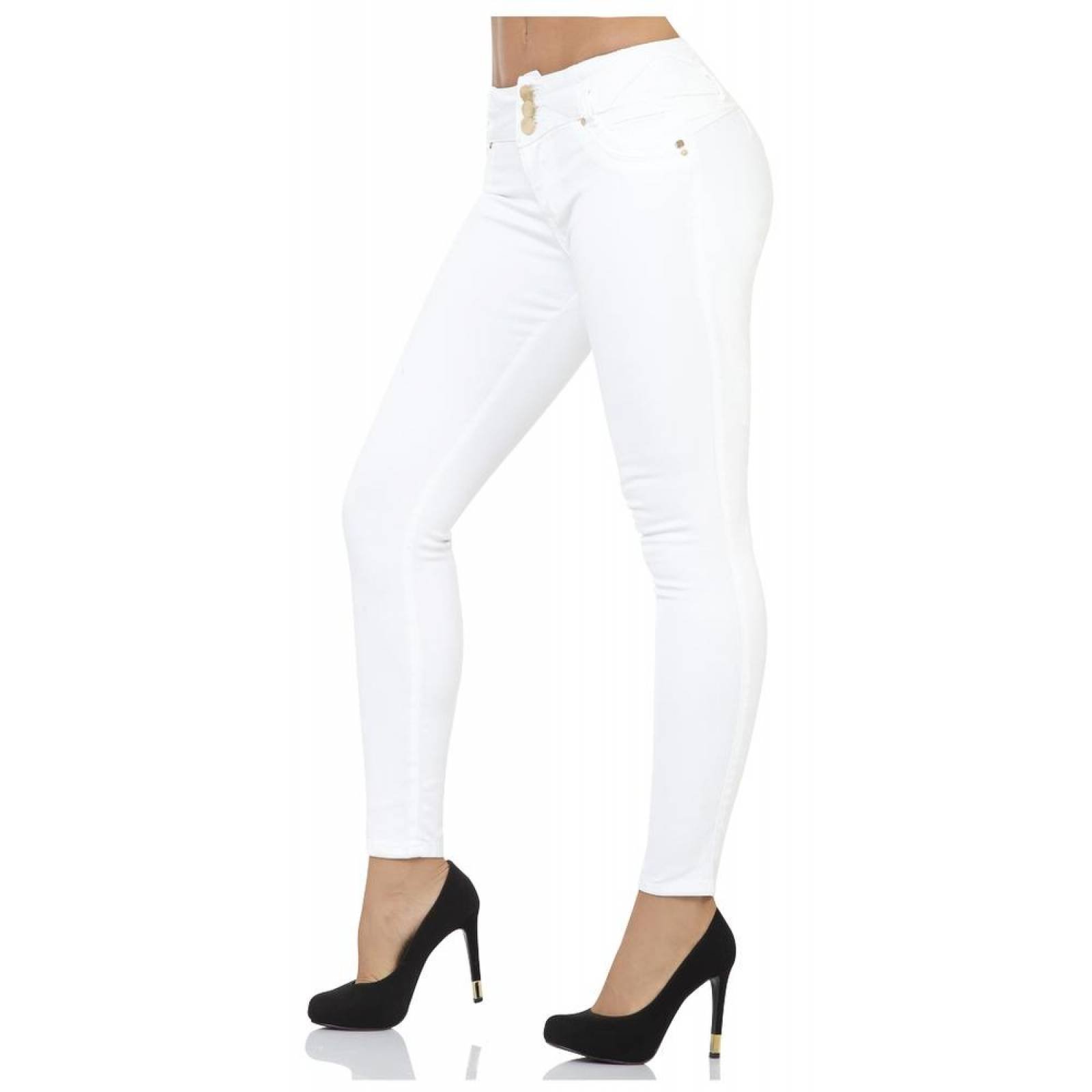 Jeans Fergino Jeans Mujer Blanco Mezclilla Stretch 