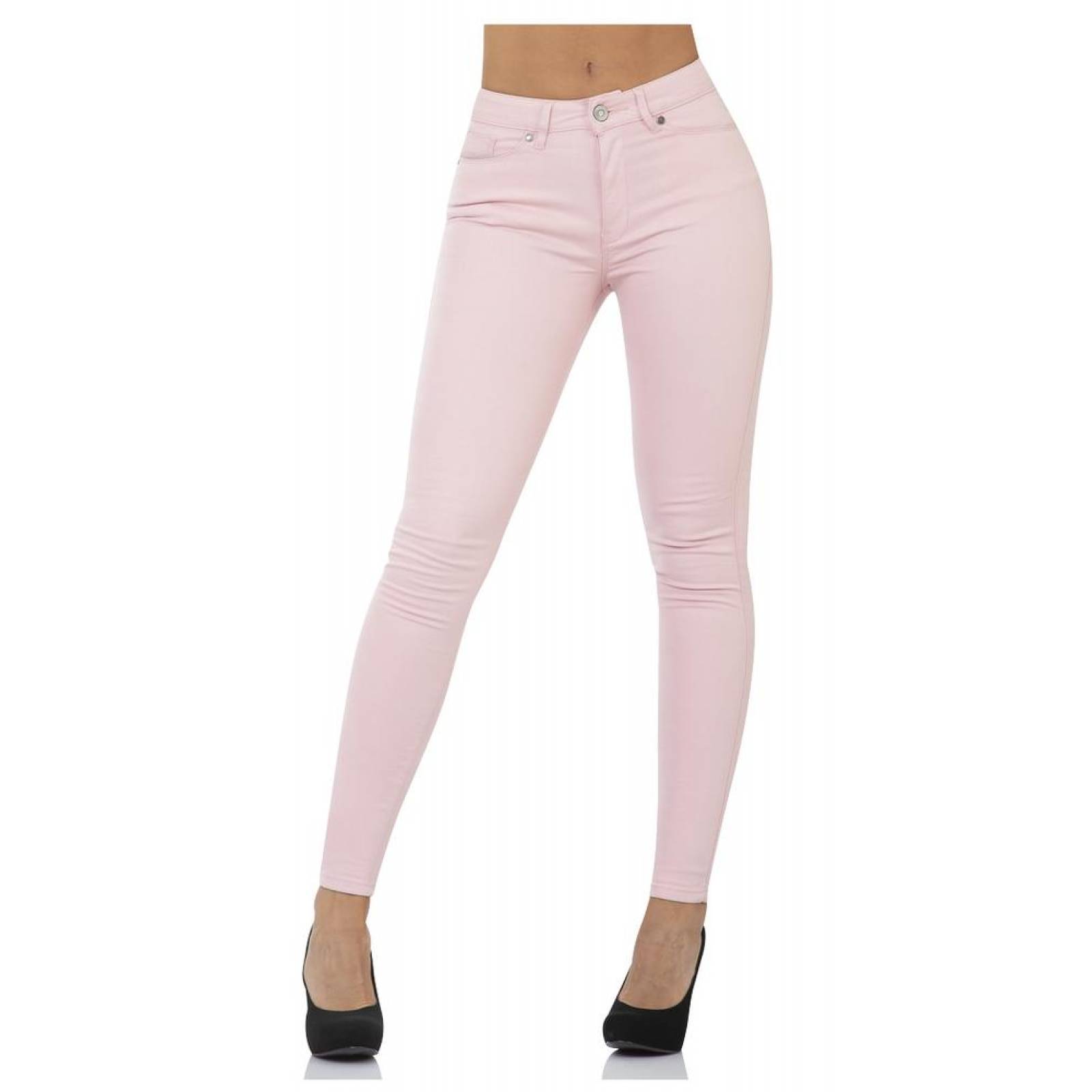 Pantalon Oggi Jeans Mujer Rosa Gabardina Stretch Lucy