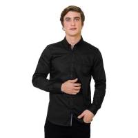 Camisa Casual Fungus Hombre Negro Algodon 557