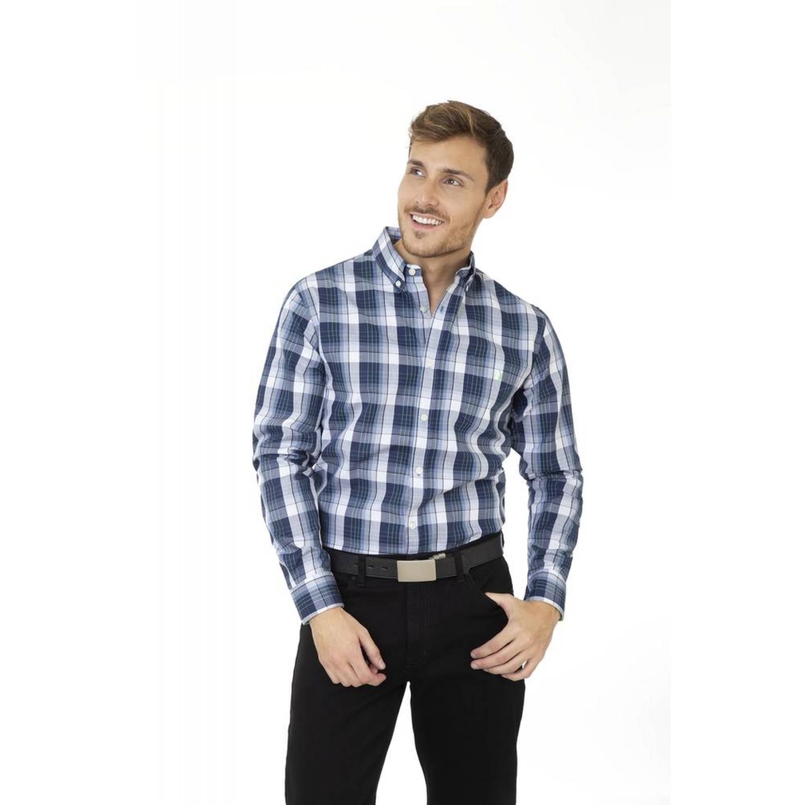 Camisa Casual Hombre Long Beach Polo Club Marino 75103207 Algodón 