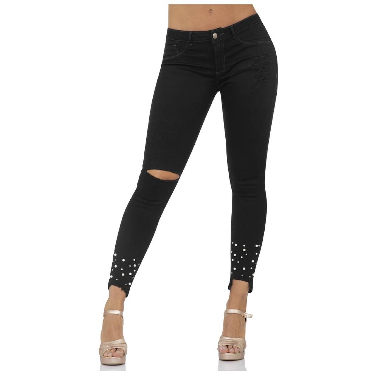 Jeans Moda Mujer Salvaje Tentación Negro 63103204 Mezclilla Stretch 