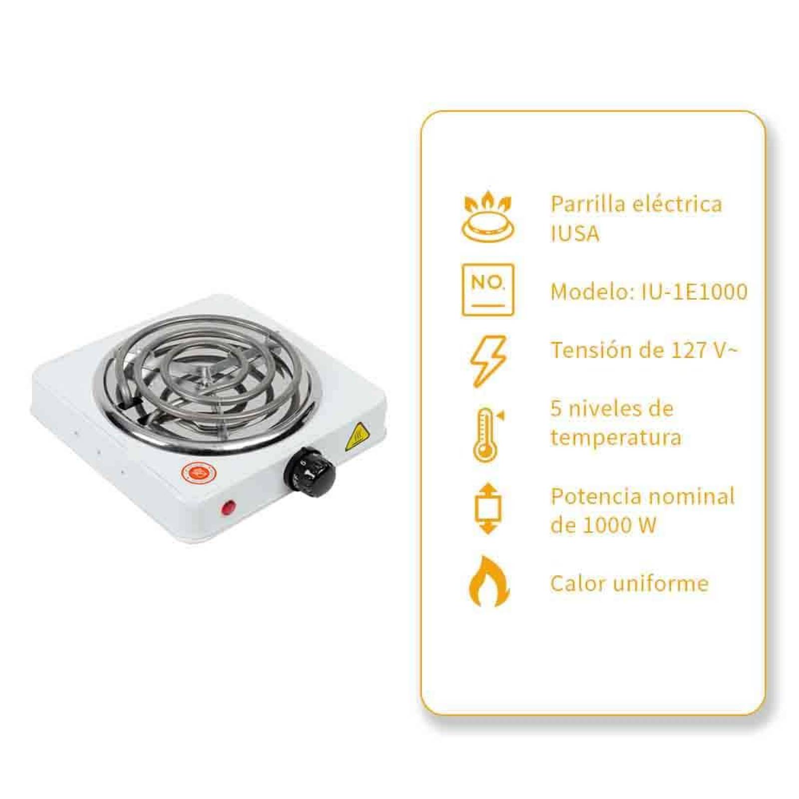 Parrilla eléctrica 1 quemador mini espiral 1,000 W 