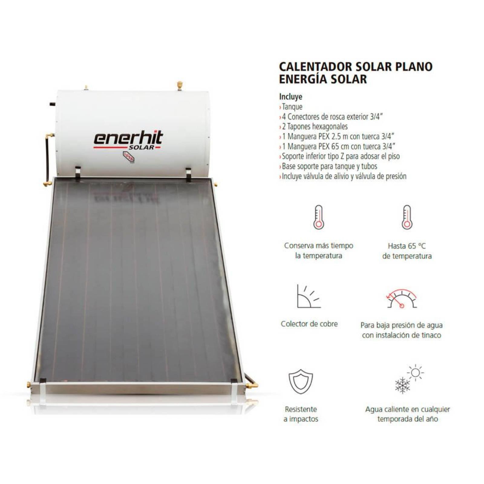 Calentador solar con cubierta de vidrio, 150 L, Enerhit 