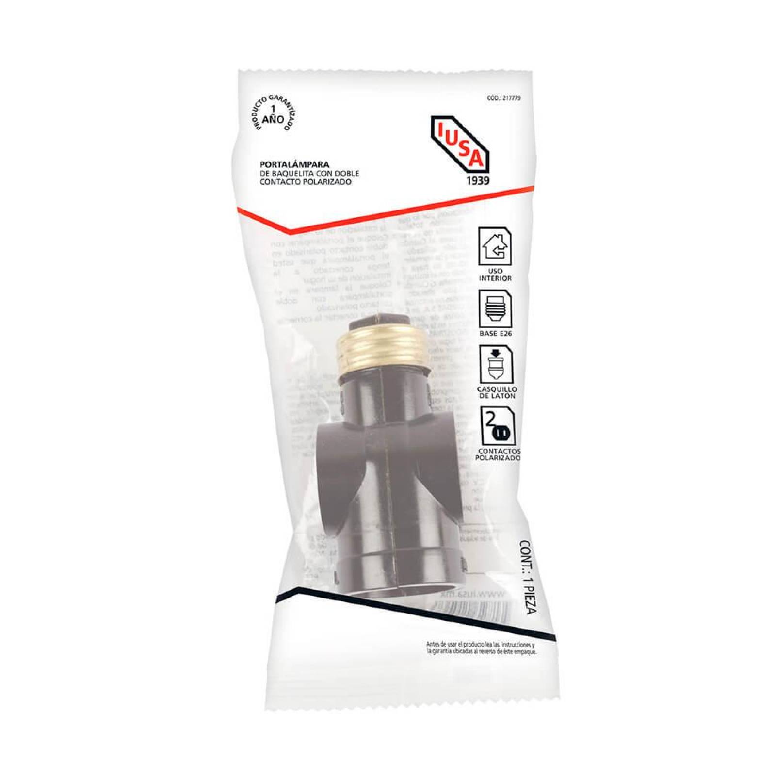 Portalámpara de baquelita con dos contactos polarizados embolsado 