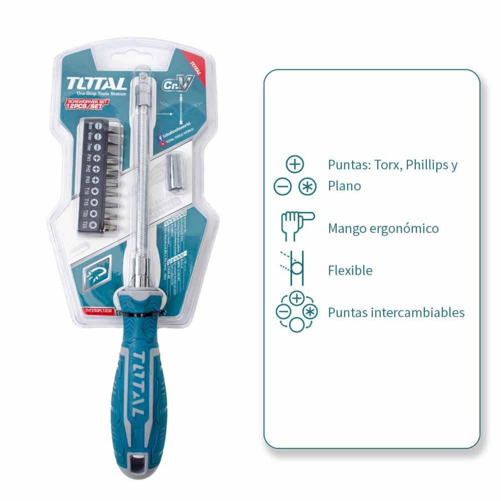 Juego de desarmador flexible con 12 piezas 