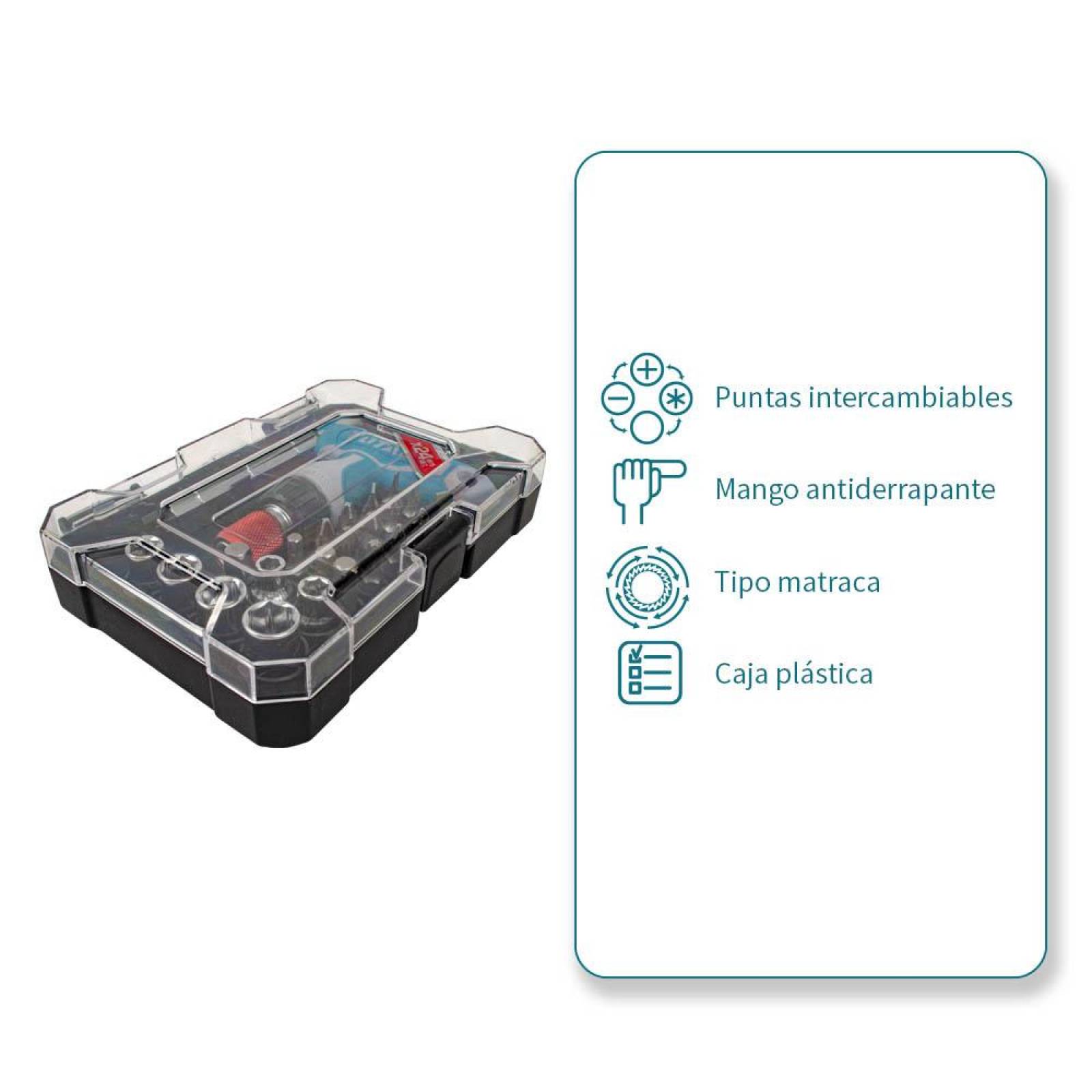 Juego de puntas y dados con desarmador 