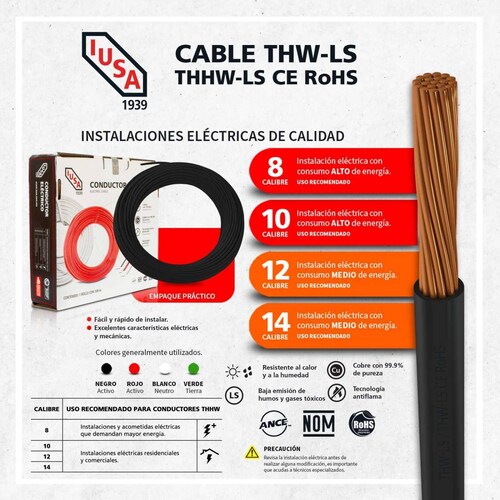 Cable THW-LS/THHW-LSCERoHS 14AWG Verde 