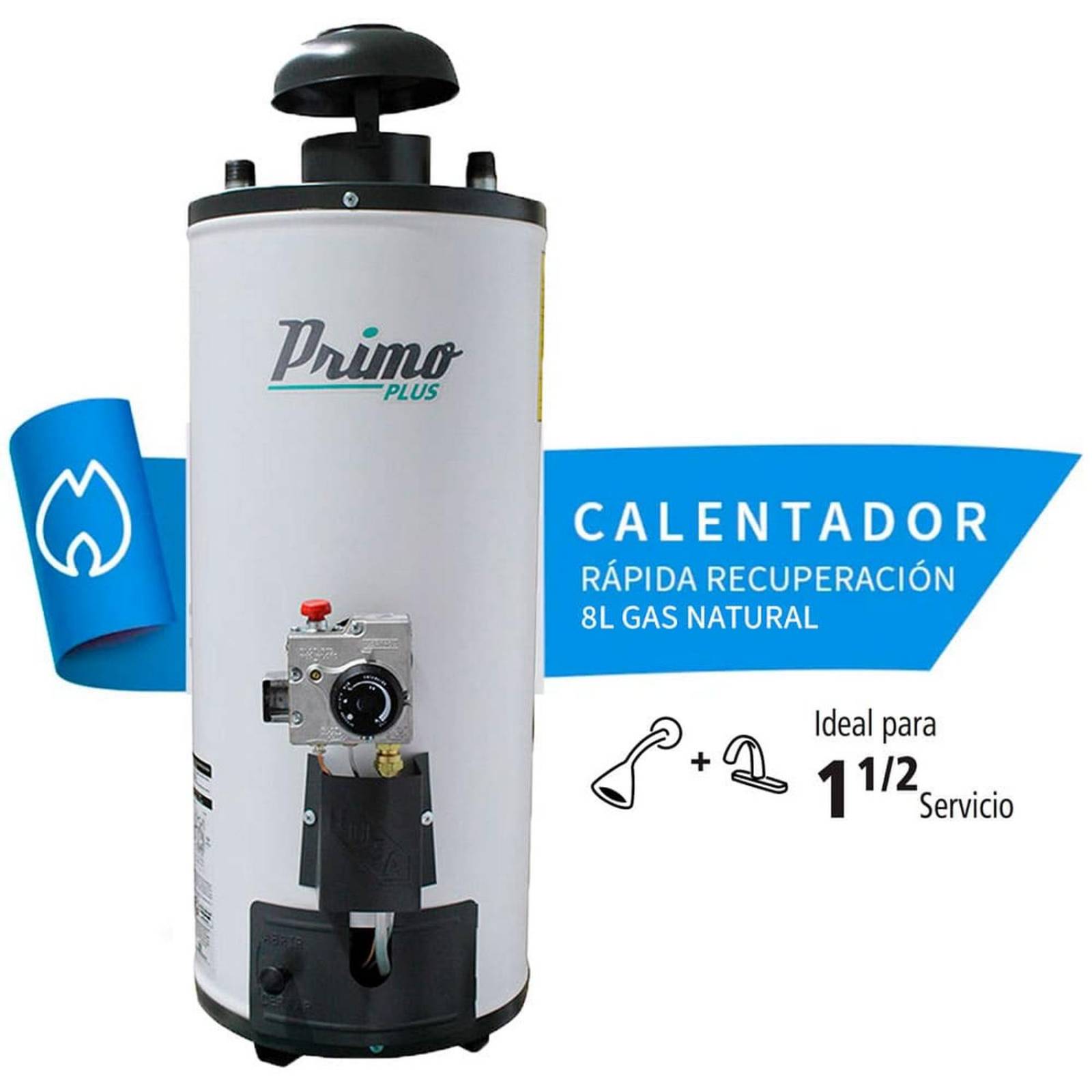 Calentador de Paso, Primo Plus, 8 L. Gas Natural 