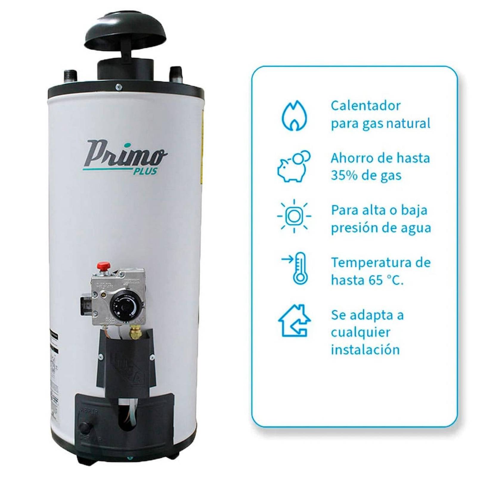 Calentador de Paso, Primo Plus, 8 L. Gas Natural 