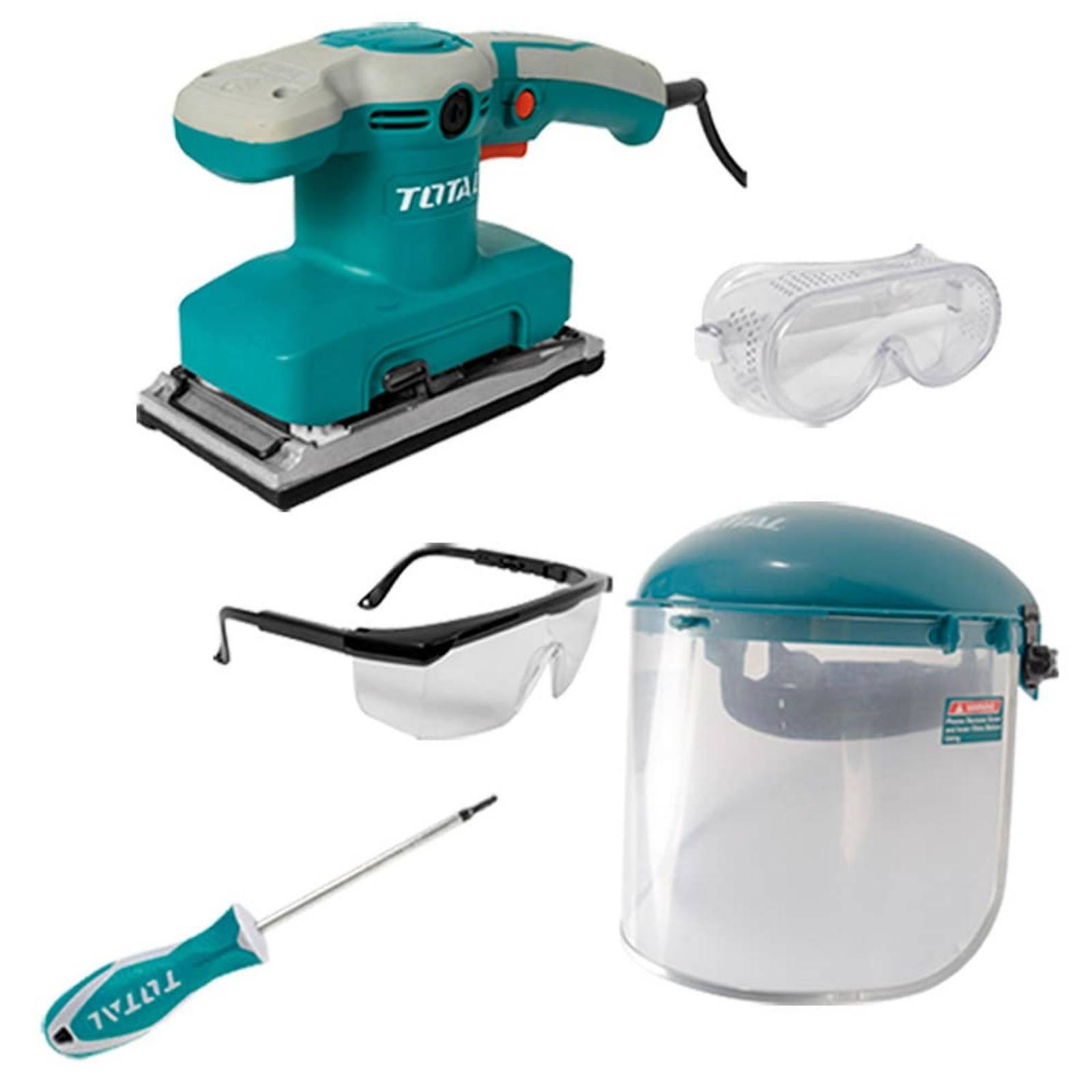 Combo Lijadora, Protector facial, Desarmador y más 