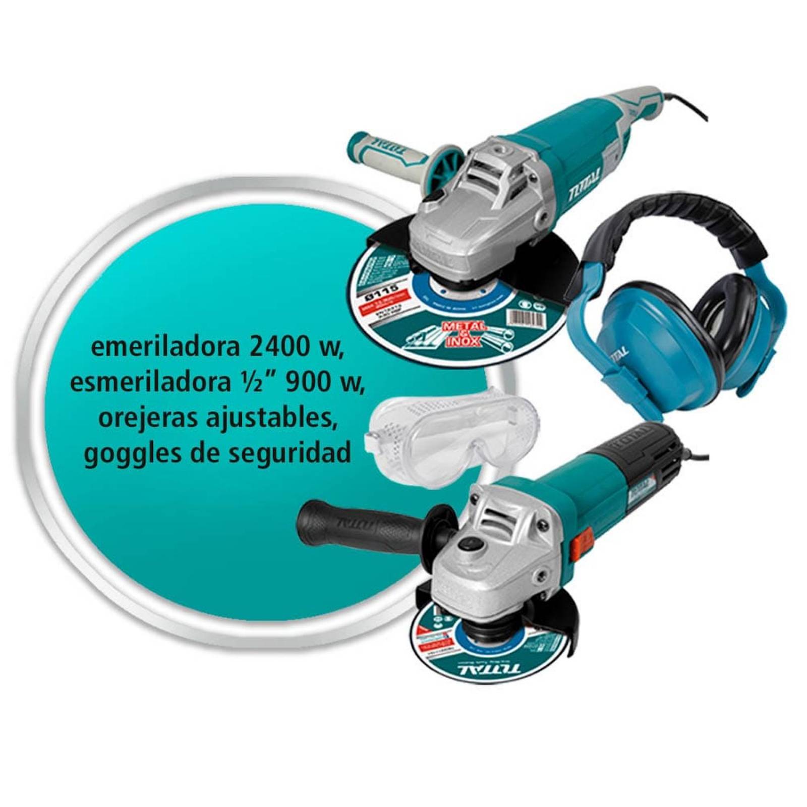 Combo 2 Esmeriladoras + Orejera + Goggles de Seguridad