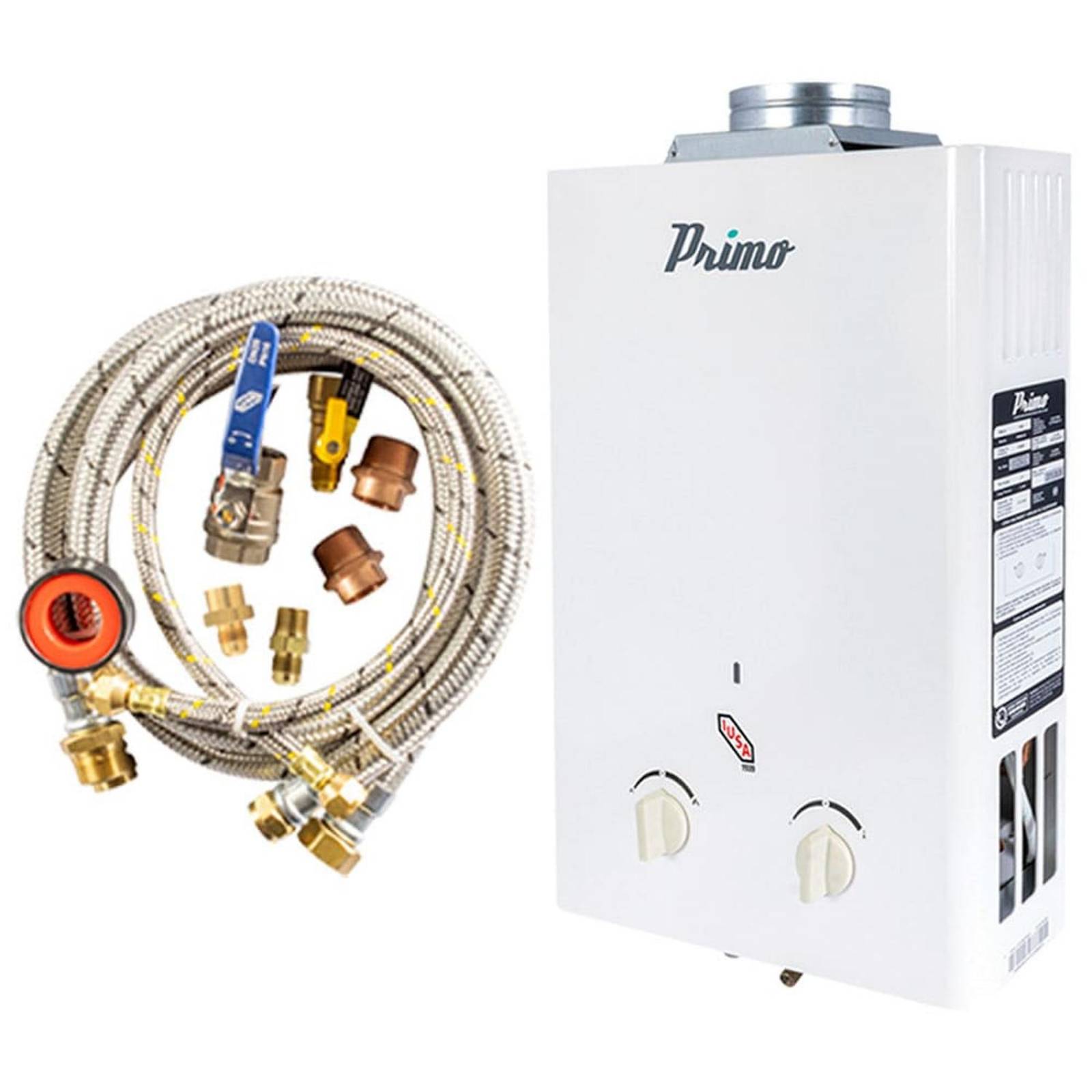 Kit Calentador Instantáneo Primo Gas L.P + Kit de Instalación .