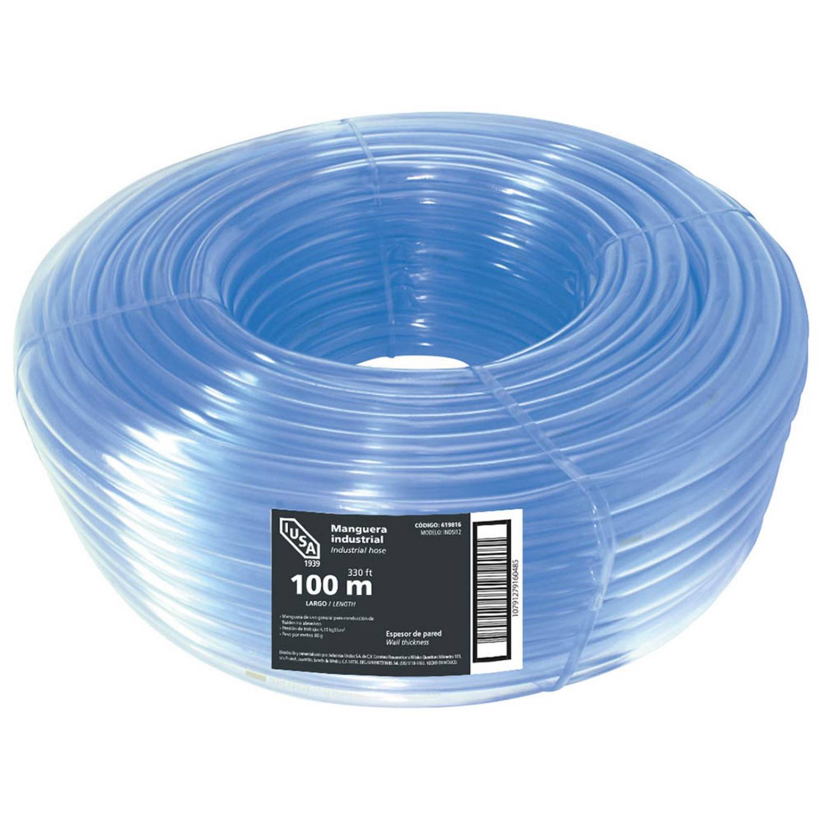 Rollo de Manguera Industrial Estándar, IUSA, 100 m de 1/2"