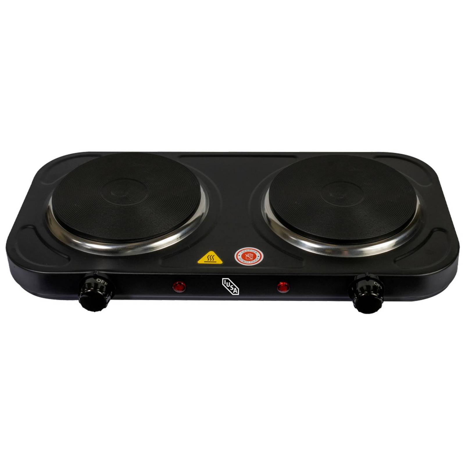 Parrilla Eléctrica 2 Quemadores de Disco, 2000 W Color Negro 