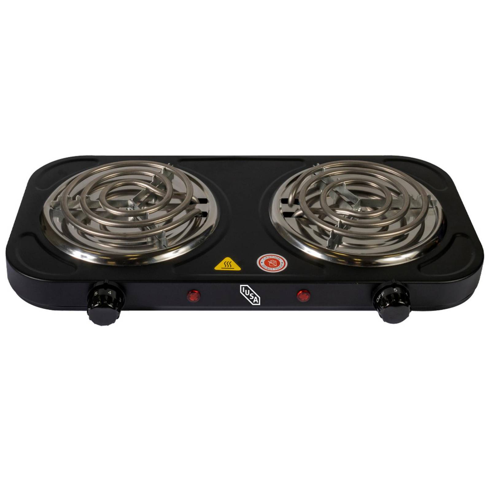 Parrilla Eléctrica, 2 Quemadores Espiral, 2000 W Color Negro 