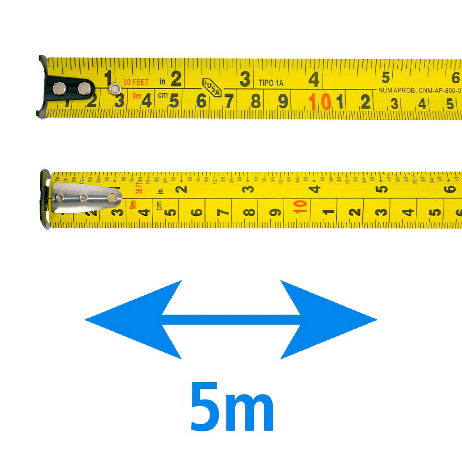 Flexómetro compacto, anti impacto, iusa, 5 m