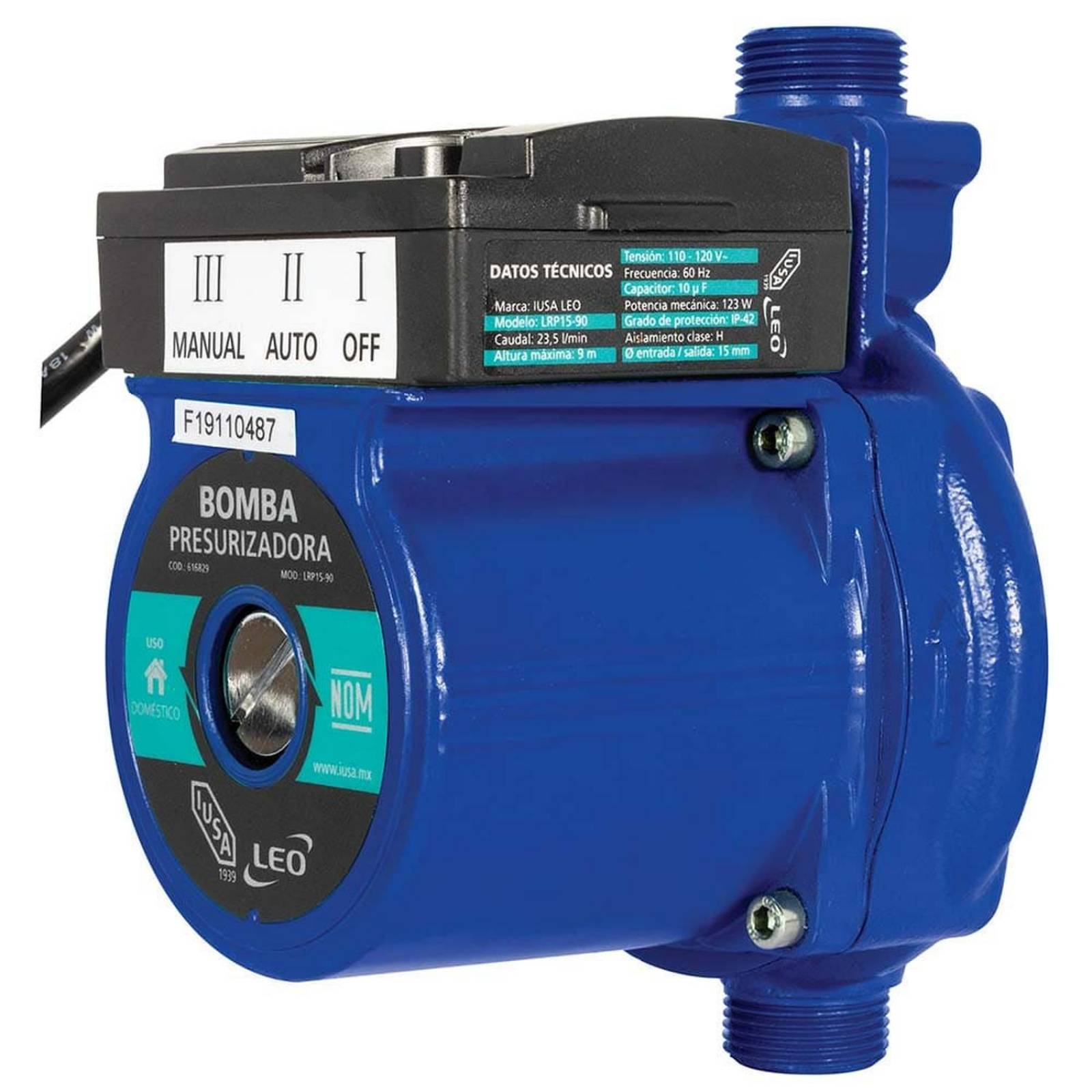 Bomba Hidráulica Presurizadora en Línea, IUSA Primo, 1/6 HP