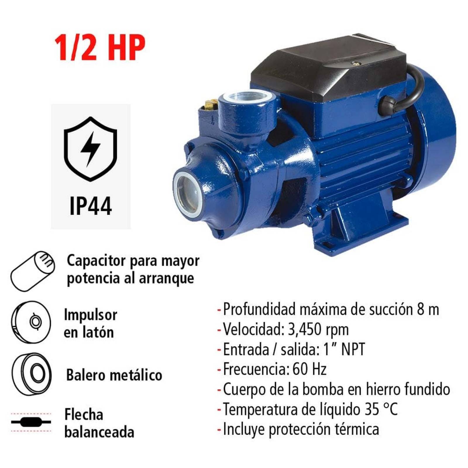 Bomba Hidráulica Periférica, Primo de 1/2 HP 