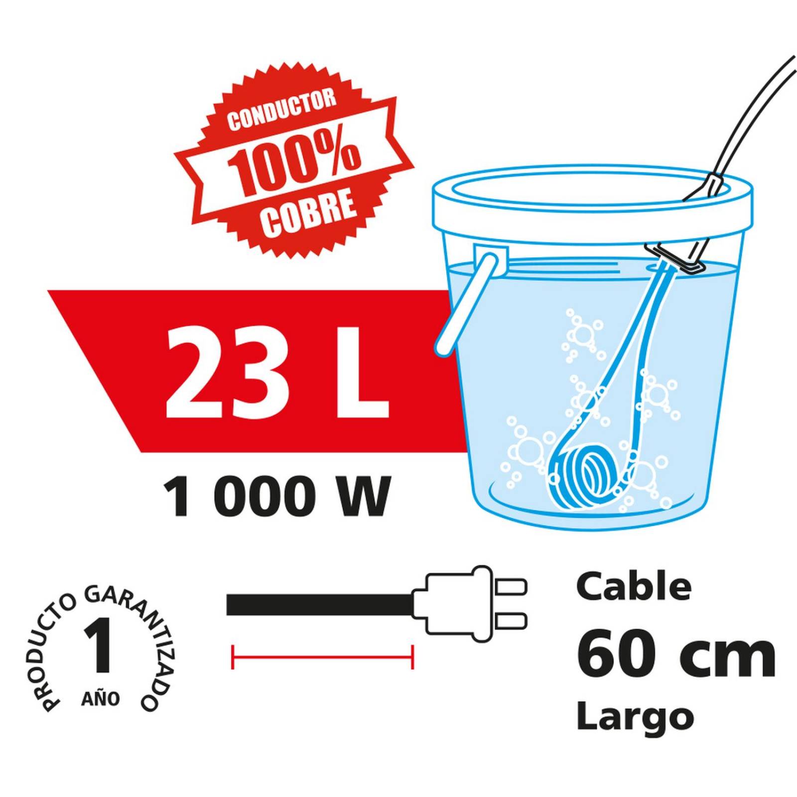 Resistencia calentadora de agua Mitzu 23L ERC-1000