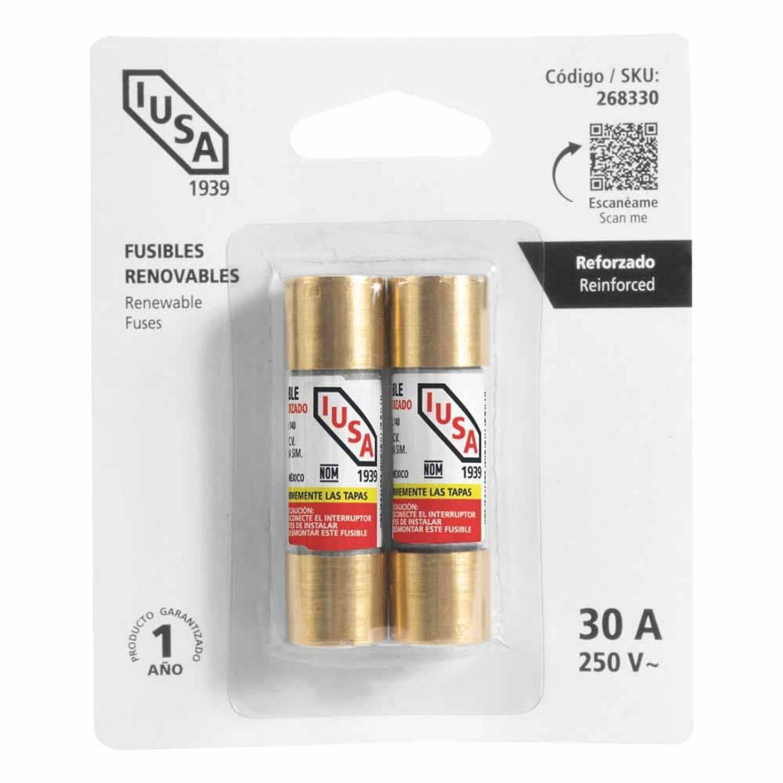 Cartucho Para Fusible Iusa, 30 A Blister, 2 Piezas 