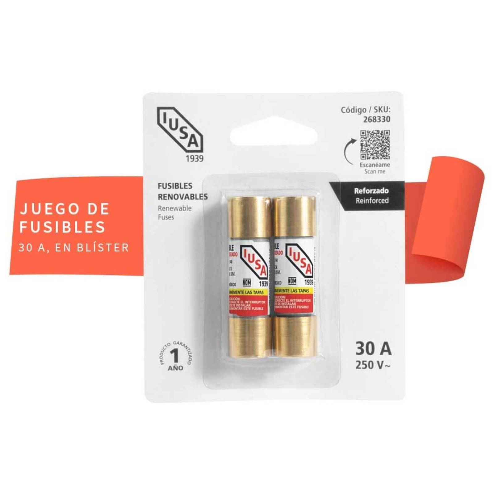 Cartucho Para Fusible Iusa, 30 A Blister, 2 Piezas 