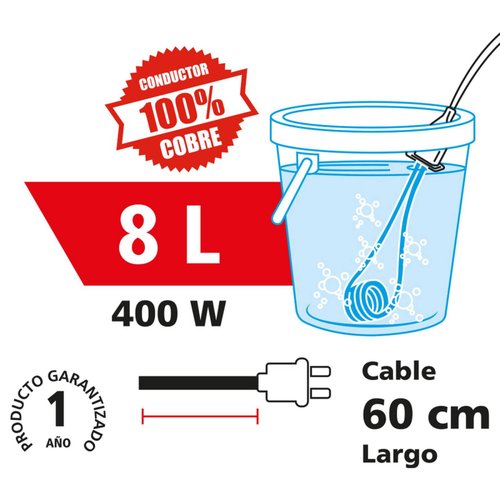 Resistencia Eléctrica para Calentar Agua, IUSA 400 W., 8 L
